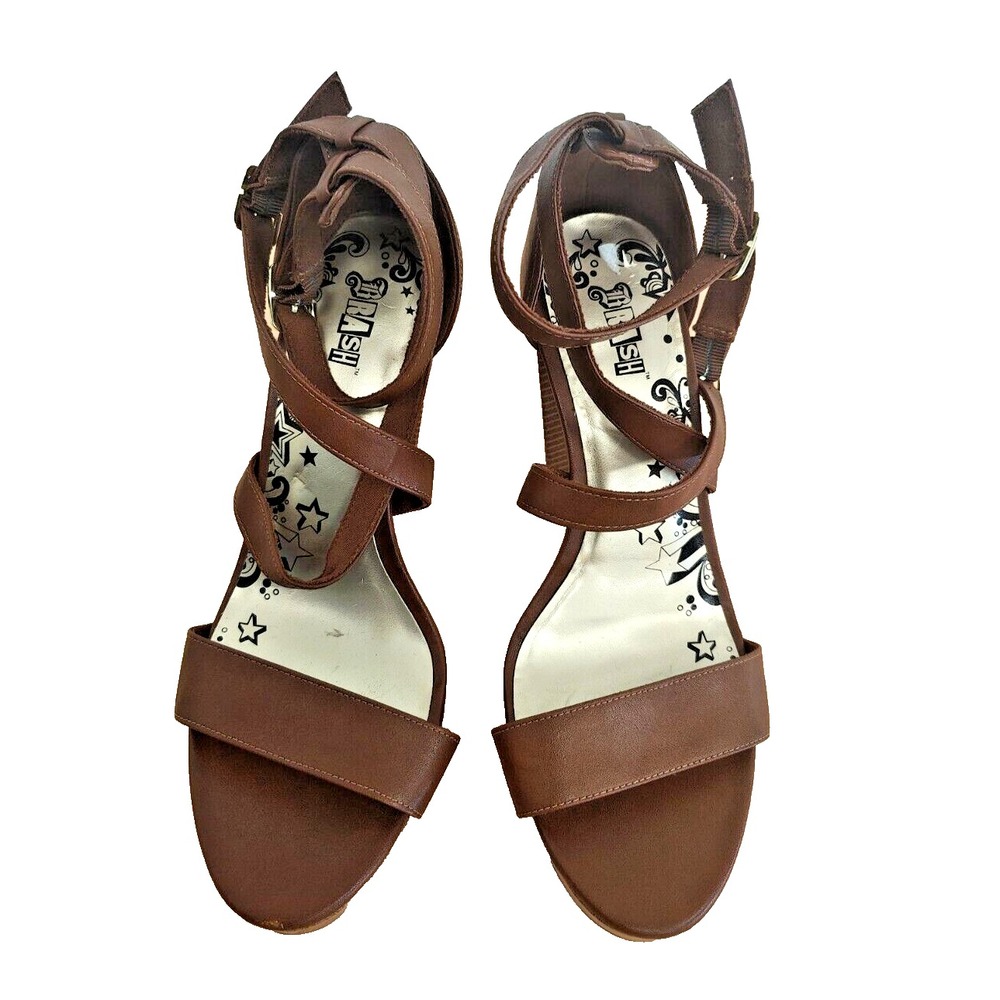 BRASH WOMEN'S SIZE 8.5 HIGH BLOCK HEEL‎ CRISS-CROSS STRAPPY SANDAL